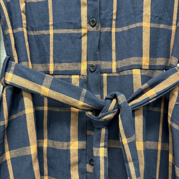 NWOT Navy and Orange Plaid Midi Dress with Belt, Multiple Sizes - Picture 8 of 11